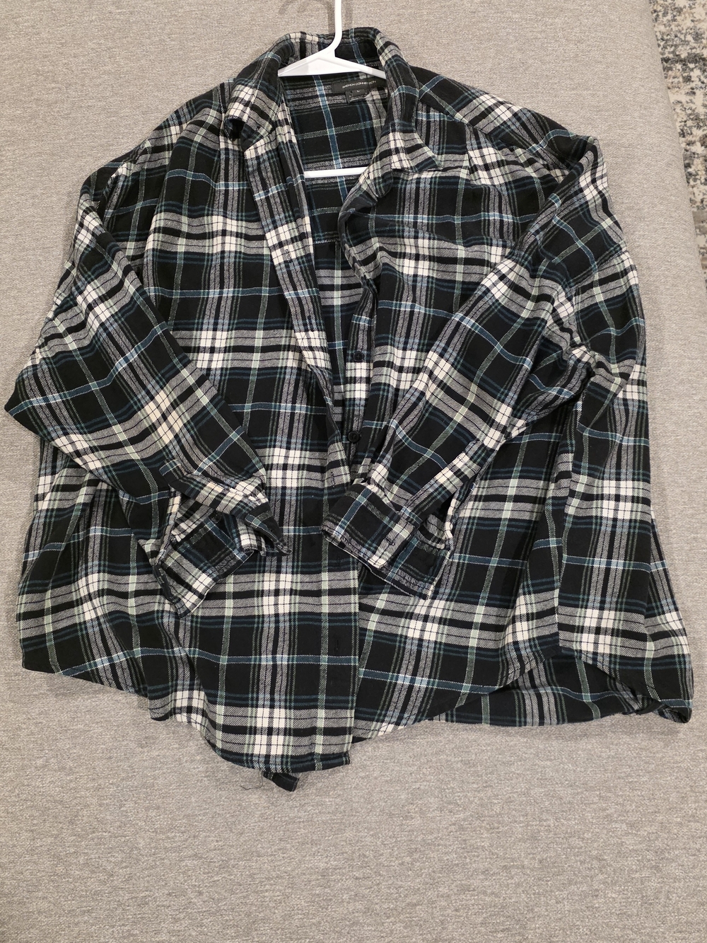 French Connection Black, White & Blue Plaid Button-Down Shirt